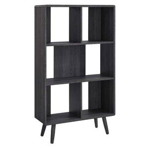 Modway Furniture Transmit 5 Shelf Wood Grain Bookcase - Modern Mid-Century Design for Stylish Home Storage Solutions Charcoal EEI-5743-CHA