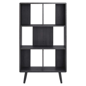 Modway Furniture Transmit 5 Shelf Wood Grain Bookcase - Modern Mid-Century Design for Stylish Home Storage Solutions Charcoal EEI-5743-CHA