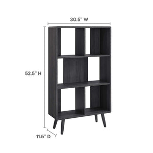 Modway Furniture Transmit 5 Shelf Wood Grain Bookcase - Modern Mid-Century Design for Stylish Home Storage Solutions Charcoal EEI-5743-CHA