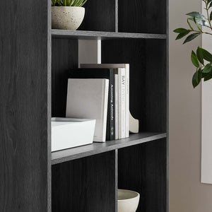 Modway Furniture Transmit 5 Shelf Wood Grain Bookcase - Modern Mid-Century Design for Stylish Home Storage Solutions Charcoal EEI-5743-CHA