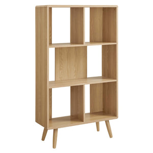 Modway Furniture Transmit 5 Shelf Wood Grain Bookcase - Modern Mid-Century Design for Stylish Home Storage Solutions Oak EEI-5743-OAK