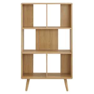 Modway Furniture Transmit 5 Shelf Wood Grain Bookcase - Modern Mid-Century Design for Stylish Home Storage Solutions Oak EEI-5743-OAK