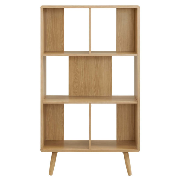 Modway Furniture Transmit 5 Shelf Wood Grain Bookcase - Modern Mid-Century Design for Stylish Home Storage Solutions Oak EEI-5743-OAK