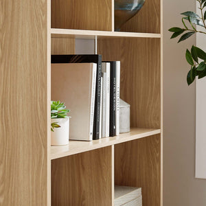 Modway Furniture Transmit 5 Shelf Wood Grain Bookcase - Modern Mid-Century Design for Stylish Home Storage Solutions Oak EEI-5743-OAK