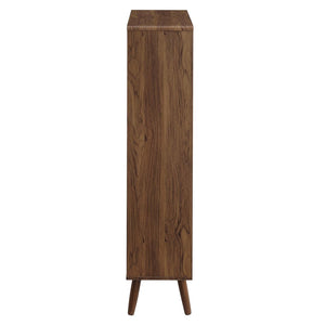 Modway Furniture Transmit 5 Shelf Wood Grain Bookcase - Modern Mid-Century Design for Stylish Home Storage Solutions Walnut EEI-5743-WAL