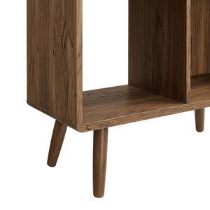 Modway Furniture Transmit 5 Shelf Wood Grain Bookcase - Modern Mid-Century Design for Stylish Home Storage Solutions Walnut EEI-5743-WAL