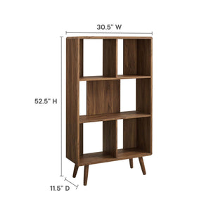 Modway Furniture Transmit 5 Shelf Wood Grain Bookcase - Modern Mid-Century Design for Stylish Home Storage Solutions Walnut EEI-5743-WAL