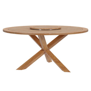 Modway Furniture Wellspring 63" Teak Wood Outdoor Dining Table with Lazy Susan - Perfect for Entertaining Al Fresco! EEI-5745-NAT