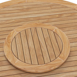 Modway Furniture Wellspring 63" Teak Wood Outdoor Dining Table with Lazy Susan - Perfect for Entertaining Al Fresco! EEI-5745-NAT