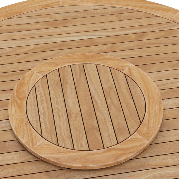 Modway Furniture Wellspring 63" Teak Wood Outdoor Dining Table with Lazy Susan - Perfect for Entertaining Al Fresco! EEI-5745-NAT