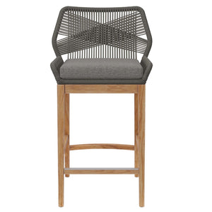 Modway Furniture Wellspring 3-Piece Teak Outdoor Bar Set - Stylish Comfort for Relaxed Dining and Entertaining Gray Graphite EEI-7163-GRY-GPH-SET