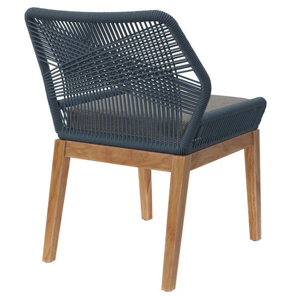 Modway Furniture Wellspring Outdoor Teak Wood Dining Chair with Cushioned Seat for Stylish Comfort and Durability Blue Graphite EEI-5747-BLU-GPH