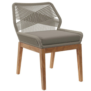 Modway Furniture Wellspring Outdoor Teak Wood Dining Chair with Cushioned Seat for Stylish Comfort and Durability Light Gray Greige EEI-5747-LGR-GRG