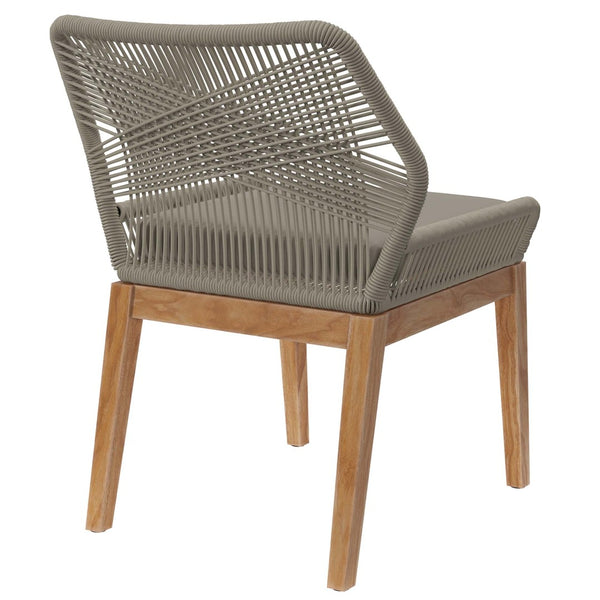 Modway Furniture Wellspring Outdoor Teak Wood Dining Chair with Cushioned Seat for Stylish Comfort and Durability Light Gray Greige EEI-5747-LGR-GRG