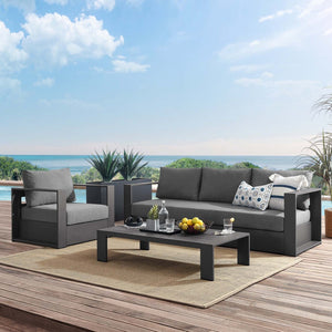 Modway Furniture Tahoe 3-Piece Powder-Coated Aluminum Outdoor Patio Set for Stylish Poolside Comfort and Relaxation Gray Charcoal EEI-5748-GRY-CHA