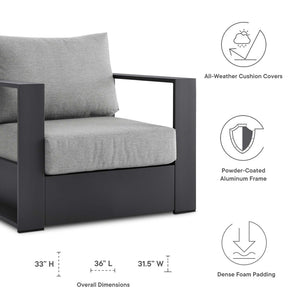 Modway Furniture Tahoe 3-Piece Powder-Coated Aluminum Outdoor Patio Set for Stylish Poolside Comfort and Relaxation Gray Gray EEI-5748-GRY-GRY