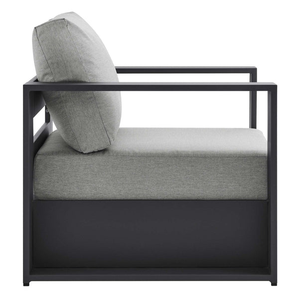 Modway Furniture Tahoe 3-Piece Powder-Coated Aluminum Outdoor Patio Set for Stylish Poolside Comfort and Relaxation Gray Gray EEI-5748-GRY-GRY