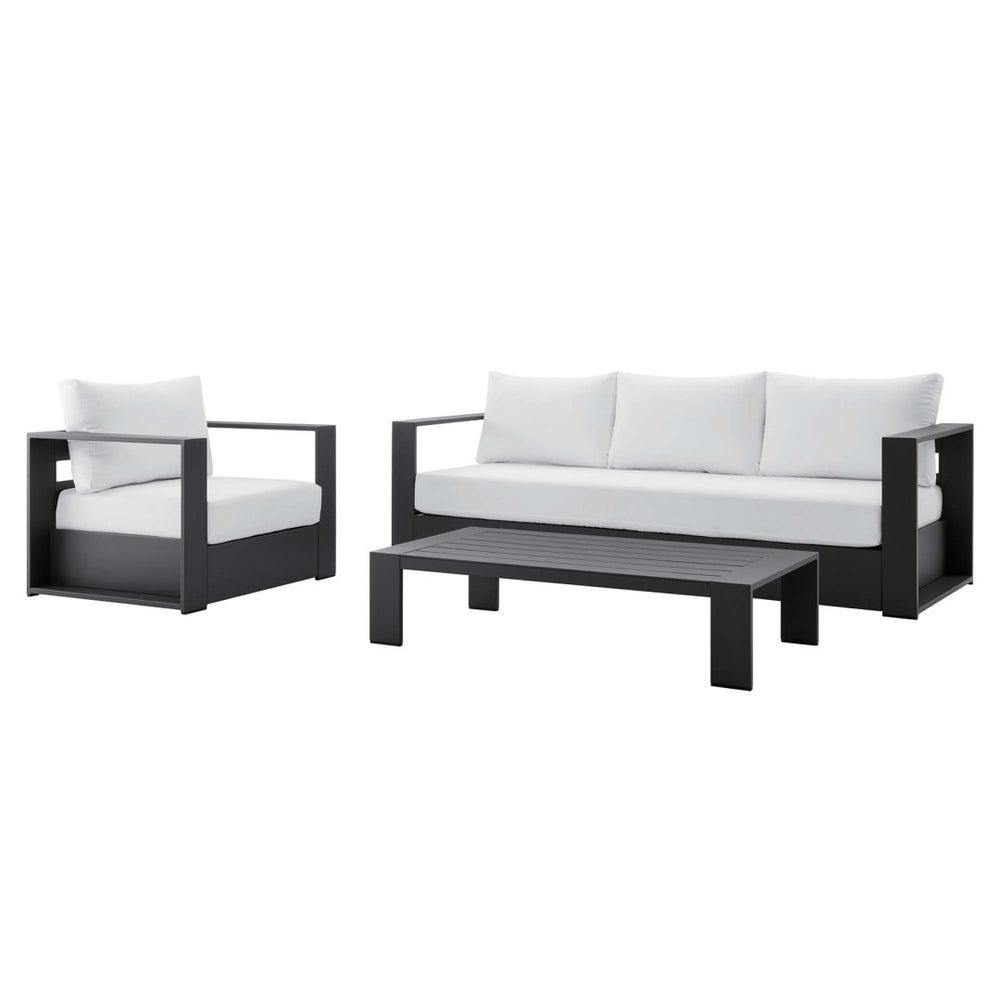 Modway Furniture Tahoe 3-Piece Powder-Coated Aluminum Outdoor Patio Set for Stylish Poolside Comfort and Relaxation Gray White EEI-5748-GRY-WHI