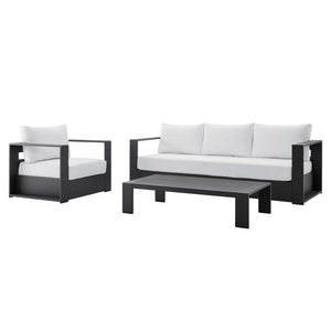 Modway Furniture Tahoe 3-Piece Powder-Coated Aluminum Outdoor Patio Set for Stylish Poolside Comfort and Relaxation Gray White EEI-5748-GRY-WHI