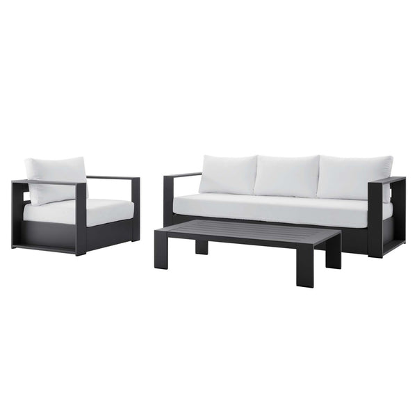 Modway Furniture Tahoe 3-Piece Powder-Coated Aluminum Outdoor Patio Set for Stylish Poolside Comfort and Relaxation Gray White EEI-5748-GRY-WHI
