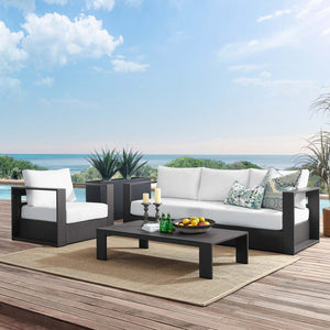Modway Furniture Tahoe 3-Piece Powder-Coated Aluminum Outdoor Patio Set for Stylish Poolside Comfort and Relaxation Gray White EEI-5748-GRY-WHI