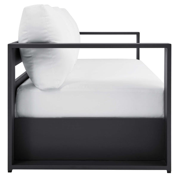 Modway Furniture Tahoe 3-Piece Powder-Coated Aluminum Outdoor Patio Set for Stylish Poolside Comfort and Relaxation Gray White EEI-5748-GRY-WHI