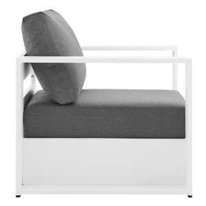 Modway Furniture Tahoe 3-Piece Powder-Coated Aluminum Outdoor Patio Set for Stylish Poolside Comfort and Relaxation White Charcoal EEI-5748-WHI-CHA