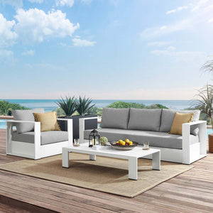 Modway Furniture Tahoe 3-Piece Powder-Coated Aluminum Outdoor Patio Set for Stylish Poolside Comfort and Relaxation White Gray EEI-5748-WHI-GRY