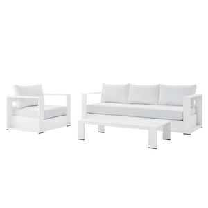 Modway Furniture Tahoe 3-Piece Powder-Coated Aluminum Outdoor Patio Set for Stylish Poolside Comfort and Relaxation White White EEI-5748-WHI-WHI
