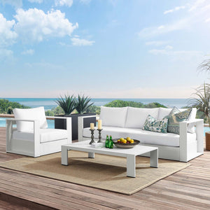 Modway Furniture Tahoe 3-Piece Powder-Coated Aluminum Outdoor Patio Set for Stylish Poolside Comfort and Relaxation White White EEI-5748-WHI-WHI