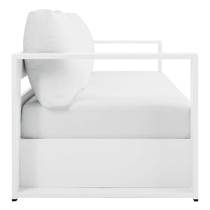 Modway Furniture Tahoe 3-Piece Powder-Coated Aluminum Outdoor Patio Set for Stylish Poolside Comfort and Relaxation White White EEI-5748-WHI-WHI