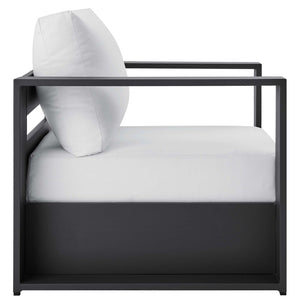 Modway Furniture Tahoe 4-Piece Outdoor Patio Set - Modern Powder-Coated Aluminum with Comfortable Cushions & Table Gray White EEI-5749-GRY-WHI