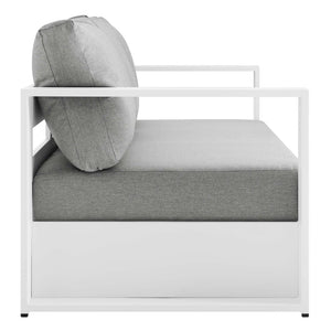 Modway Furniture Tahoe 4-Piece Outdoor Patio Set - Modern Powder-Coated Aluminum with Comfortable Cushions & Table White Gray EEI-5749-WHI-GRY