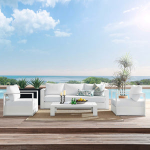 Modway Furniture Tahoe 4-Piece Outdoor Patio Set - Modern Powder-Coated Aluminum with Comfortable Cushions & Table White White EEI-5749-WHI-WHI