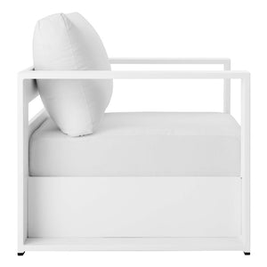 Modway Furniture Tahoe 4-Piece Outdoor Patio Set - Modern Powder-Coated Aluminum with Comfortable Cushions & Table White White EEI-5749-WHI-WHI