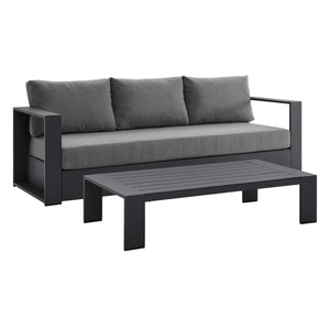 Modway Furniture Tahoe 2-Piece Outdoor Patio Set - Modern Powder-Coated Aluminum Sofa & Coffee Table for Comfort Gray Charcoal EEI-5750-GRY-CHA