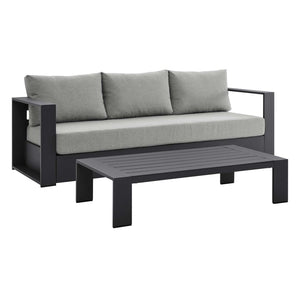 Modway Furniture Tahoe 2-Piece Outdoor Patio Set - Modern Powder-Coated Aluminum Sofa & Coffee Table for Comfort Gray Gray EEI-5750-GRY-GRY