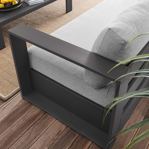 Modway Furniture Tahoe 2-Piece Outdoor Patio Set - Modern Powder-Coated Aluminum Sofa & Coffee Table for Comfort Gray Gray EEI-5750-GRY-GRY