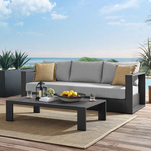 Modway Furniture Tahoe 2-Piece Outdoor Patio Set - Modern Powder-Coated Aluminum Sofa & Coffee Table for Comfort Gray Gray EEI-5750-GRY-GRY