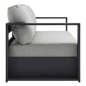 Modway Furniture Tahoe 2-Piece Outdoor Patio Set - Modern Powder-Coated Aluminum Sofa & Coffee Table for Comfort Gray Gray EEI-5750-GRY-GRY