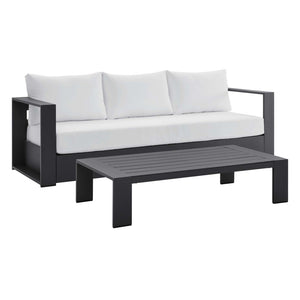 Modway Furniture Tahoe 2-Piece Outdoor Patio Set - Modern Powder-Coated Aluminum Sofa & Coffee Table for Comfort Gray White EEI-5750-GRY-WHI