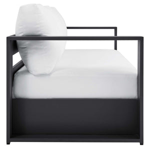 Modway Furniture Tahoe 2-Piece Outdoor Patio Set - Modern Powder-Coated Aluminum Sofa & Coffee Table for Comfort Gray White EEI-5750-GRY-WHI