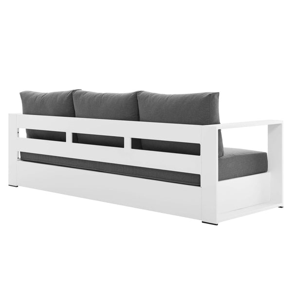 Modway Furniture Tahoe 2-Piece Outdoor Patio Set - Modern Powder-Coated Aluminum Sofa & Coffee Table for Comfort White Charcoal EEI-5750-WHI-CHA