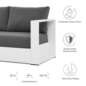 Modway Furniture Tahoe 2-Piece Outdoor Patio Set - Modern Powder-Coated Aluminum Sofa & Coffee Table for Comfort White Charcoal EEI-5750-WHI-CHA