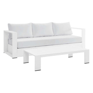 Modway Furniture Tahoe 2-Piece Outdoor Patio Set - Modern Powder-Coated Aluminum Sofa & Coffee Table for Comfort White White EEI-5750-WHI-WHI