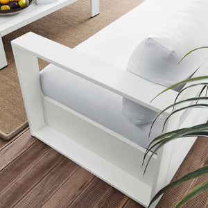 Modway Furniture Tahoe 2-Piece Outdoor Patio Set - Modern Powder-Coated Aluminum Sofa & Coffee Table for Comfort White White EEI-5750-WHI-WHI