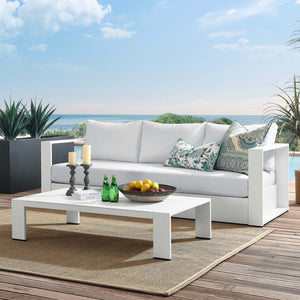 Modway Furniture Tahoe 2-Piece Outdoor Patio Set - Modern Powder-Coated Aluminum Sofa & Coffee Table for Comfort White White EEI-5750-WHI-WHI