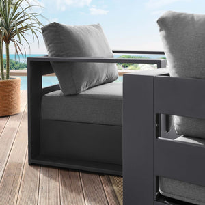 Modway Furniture Tahoe 2-Piece Outdoor Patio Armchair Set - Durable Powder-Coated Aluminum for Stylish Relaxation Gray Charcoal EEI-5751-GRY-CHA