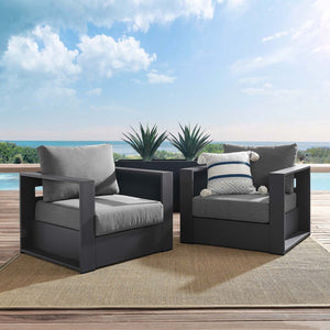 Modway Furniture Tahoe 2-Piece Outdoor Patio Armchair Set - Durable Powder-Coated Aluminum for Stylish Relaxation Gray Charcoal EEI-5751-GRY-CHA