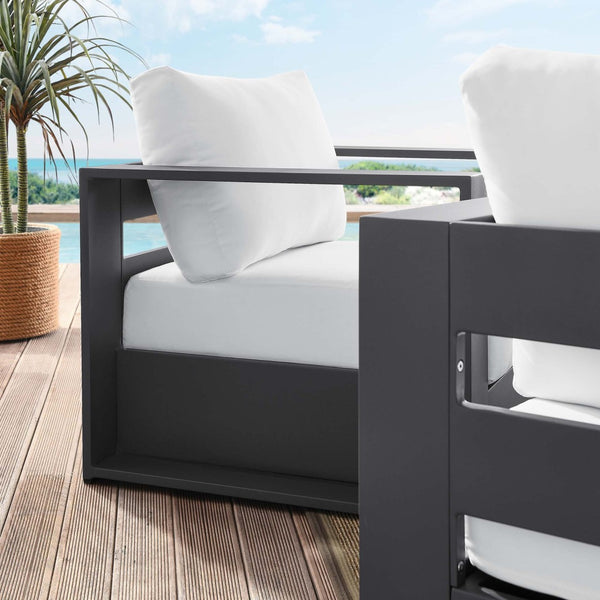 Modway Furniture Tahoe 2-Piece Outdoor Patio Armchair Set - Durable Powder-Coated Aluminum for Stylish Relaxation Gray White EEI-5751-GRY-WHI